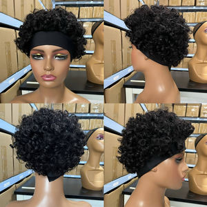 Peluca rizada de pelo humano brasileño, pelo corto con corte Bob <span class=keywords><strong>Pixie</strong></span>, hecha a máquina, 210% de densidad - Product Image 3