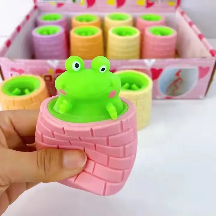 Factory Wholesale High Quality Decompression Stress Relief Fidget Toys Tpr Squeeze Frog Cup Toy For Kids