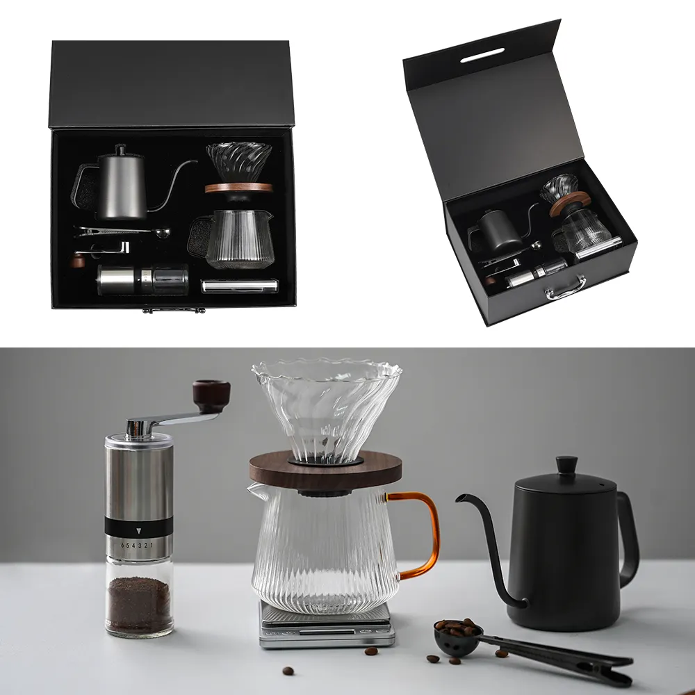 Koffie Geschenkset Keramische Koffiemolen Druppelaar Filter Waterkoker Reistas Cadeau Kit Barista Gereedschap Espresso Koffie & Thee Sets