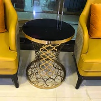 Table basse et table d'appoint en acier inoxydable doré avec plateau en marbre, meubles de salon pour la maison, pour utilisation avec un canapé