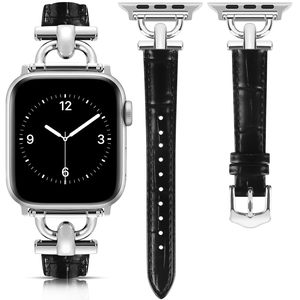 Bracelet de montre en cuir véritable avec boucle en métal en forme de D, pour Apple Watch, nouvelle collection, disponible en stock, pour femmes, bracelet iWatch tendance. - Product Image 5