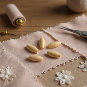 Perle ovale en bois Ilan 35x15 mm pour accessoires vestimentaires - Product Image 3