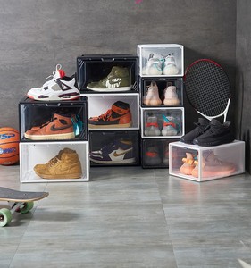 Shoe Boxes with Custom Logo Drop Front Clear Magnetic Packaging Stackable Customized Shoe Boxes Storage