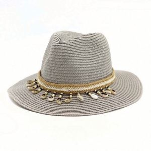 Hot Sale Wholesale Custom Brand Silk Screen Printed Shell Design Summer Wide Brim Fedora Panama Paper Straw <b>Hat</b> <b>for</b> Women Men - Product Image 5