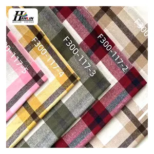 stock flannel fabric brushed plaid yarn dyed shirting fabrics cotton flannel yarn dyed flannel pajamas fabrics