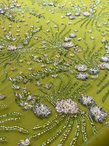 Luxury Beaded Embroidery <b>Fabric</b> with Crystal Floral Design High End Lace <b>Fabric</b> for Evening Dress Wedding Gown Couture Textile - Product Image 3