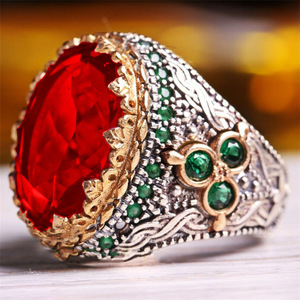 Yeni kakma zümrüt erkek lüks yüzük erkekler için kişilik Retro otoriter kişilik yüzük ziyafet parti takı katılmak için - Product Image 4