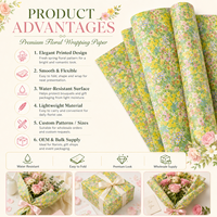 Papier d'emballage cadeau imperméable en PE à motif de mini-fleurs sauvages, décoration polyvalente pour fleuriste, emballage de boîte à dragées