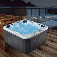 Spa de luxe moderne rectangulaire pour 6 personnes avec transat, design écologique pour hôtels et jardins