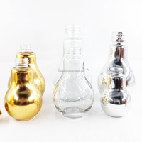 Bouteille en verre personnalisée de haute qualité, forme unique d'ampoule, électroplaquée argent et or, bouchon à vis, 100 ml-850 ml, pour boissons