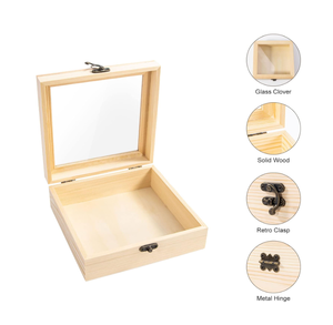 Petite boîte de rangement en bois peinte, boîte artisanale DIY, boîte de présentation multifonctionnelle sur le <span class=keywords><strong>thème</strong></span> de l'amour avec couvercle à charnières en verre - Product Image 3