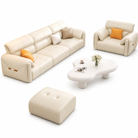 Canapé italien minimaliste en cuir véritable, style moderne et simple pour salon, style rétro, trois places, mousse à mémoire de forme, résistant à l'usure