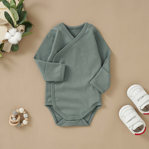 ชุดจั๊มสูทผ้าฝ้ายถักแบบใหม่สำหรับทารกแรกเกิดชุดหมีแขนยาวสีทึบสำหรับฤดูใบไม้ร่วง - Product Image 3