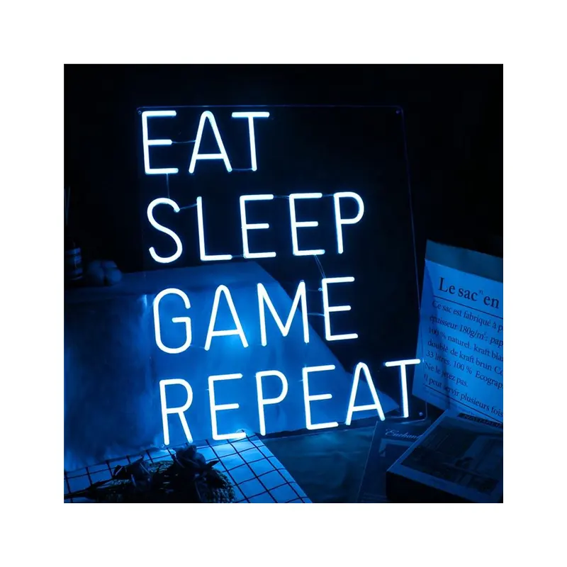 Profession eller Lieferant Benutzer definierte Acryl Essen Schlaf Spiel Wiederholen Led Party Neonlicht Buchstaben Leucht reklame