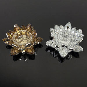 High Quality Gold champagne Silver Coating Crystal <strong>Lotus</strong> <strong>Candle</strong> Tealight <strong>Holder</strong> MH-Z0510 - Product Image 3