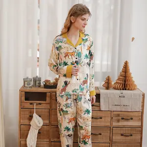 Conjunto de pijama de satén viscoso para mujer, ropa de dormir personalizada de diseñador