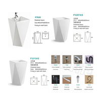 Lavabo sur colonne en céramique P7020 de haute qualité au design moderne, fixation murale, pour projets et vente en gros