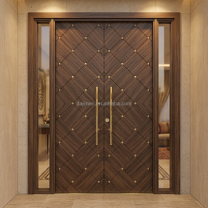 <span class=keywords><strong>Porte</strong></span> d'Entrée Extérieure Double en Bois Massif de Luxe Grande Taille <span class=keywords><strong>pour</strong></span> Villa Résidentielle - Product Image 1