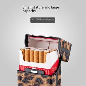 Étui à cigarettes de haute qualité à imprimé léopard en cuir PU, capacité de 20 cigarettes, couleurs marron, rouge, jaune, noir, étui portable pour le stockage des cigarettes et des cigares - Product Image 3
