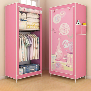 Armoire à tirette latérale Assemblage de dortoir Armoire stratifiée Simple Petite chambre à louer Armoire Penderie En Tissu Moderne - Product Image 3