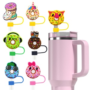 Accessoire de paille en plastique personnalisé en gros, série Donut, avec chapeau souple détachable et boucle créative, pour une touche d'individualité - Product Image 1