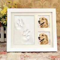 Kit de cadre photo de souvenir d'impression de patte de chat de chien, ensemble d'impression de cadre photo d'empreintes de pattes d'animal familier facile à utiliser à la maison