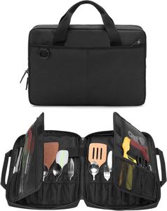 Échantillon gratuit : Sac de transport pour couteaux de chef, 20 poches au total, pour couteaux et ustensiles de cuisine, en toile cirée résistante aux taches, pour étudiants en cuisine - Product Image 2