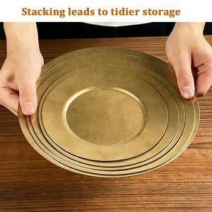 Platos de Acero Inoxidable 304 de Grado Alimenticio para Cena <span class=keywords><strong>en</strong></span> Hoteles Elegantes, Diseño Clásico, Duraderos, Aptos para Lavavajillas, para Ensaladas y Pizzas - Product Image 3