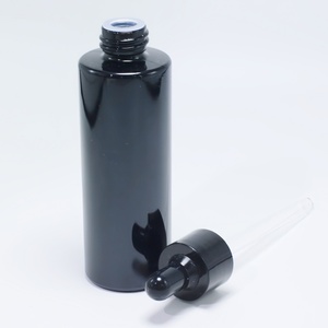 Flat Shoulder 20ml 30ml 40ml 60ml Black Essential Oil <b>Bottle</b> Cosmetic Serum Dropper Glass <b>Bottle</b> with Bamboo Dropper - Product Image 5