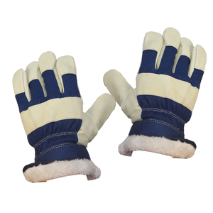 Heavy Duty Blue Baron Sherpa Forrado Guante de trabajo de invierno Guantes de cuero de vaca Grano frío Guantes de trabajo sin dedos Protección de las manos - Product Image 6