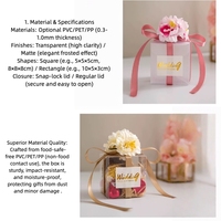 Boîte à cadeaux personnalisée pour mariage, boîte artisanale avec ruban, fleur, PVC transparent givré, boîte à bonbons carrée avec logo personnalisé, tailles personnalisables