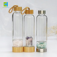 Bouteille d'eau en verre personnalisée écologique infusée de cristaux - Sans BPA, logo personnalisé, verre borosilicate de haute qualité pour une hydratation saine