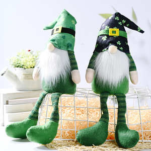 Youlun St. Patricks Day Gnome Poupée En Peluche Elfe Irlandais Shamrock Longue Jambe Sans Visage Gnomes En Peluche Pour La Maison Table Printemps Ornements - Product Image 3