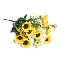 Vente en gros de tournesols en soie artificielle décoratifs d'intérieur et d'extérieur en plusieurs tailles pour la fête des mères et la rentrée des classes