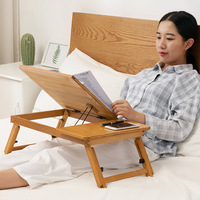 Table pliante moderne et minimaliste en bambou et fer pour l'apprentissage des enfants, idéale pour l'extérieur et comme bureau de lit paresseux