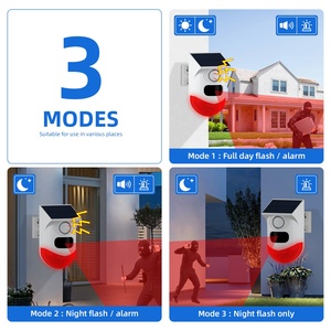 Alarmas de seguridad inalámbricas para exteriores Antirrobo Sonido fuerte Sirena estroboscópica <span class=keywords><strong>solar</strong></span> Sensor de movimiento Detector Alarma con control remoto - Product Image 4