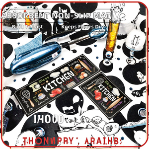 Tapete de Cocina Moderno con Diseño Floral, Absorbente de Lodo de Diatomeas, Impermeable, Antideslizante, de Microfibra y Poliéster, Apto para Mascotas, Delgado, Acolchado y Lavable - Product Image 2