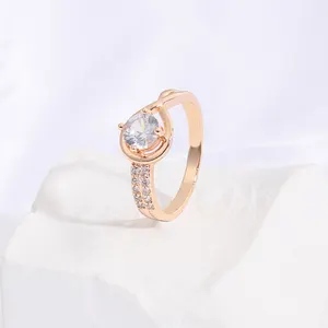 Anel de noivado, joia feminina 18k ouro anel de casamento conjunto