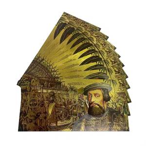 Wholesale High-Quality Card Hernando Cortes 100 Collectible Plastic 24k Gold Foil Plated Banknote - Product Image 2