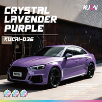 KUCAI 1.52*17m Autocollant de voiture sans bulles d'air, film vinyle PET cristal lavande violet pour voitures