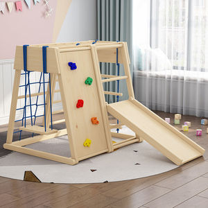 Trong Nhà Bằng Gỗ Trượt Và Đu Đặt Bằng Gỗ Trong Nhà Leo Núi Khung Trẻ Em Sân Chơi Thiết Bị Bằng Gỗ Leo Núi Tường Đồ Chơi - Product Image 2