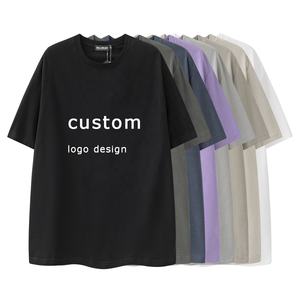 100% T-Shirt en coton biologique pour hommes Design personnalisé Plus Size 280GSM Noir Col montant Épaule tombante 100% Coton Plus Size Tee - Product Image 1