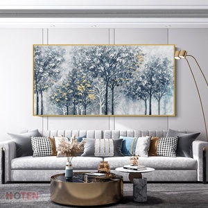 Peinture à l'huile sur toile 100% peinte à la main, abstraite moderne, feuille d'or, forêt, décoration murale, thème <span class=keywords><strong>paysage</strong></span> - Product Image 1