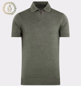 KD maglieria Custom OEM ODM estate Slim Fit maglia <span class=keywords><strong>corta</strong></span> in <span class=keywords><strong>cotone</strong></span> senza bottoni Polo da uomo maglione - Product Image 5