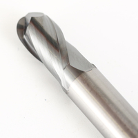 Fraise à queue sphérique SUPAL CNC à 2 cannelures en carbure revêtu d'étain pour aluminium, HRC55/58 pour acier, OEM