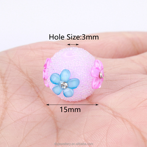 AsVrai U - Cuentas Sueltas de Acrílico/Plástico/Lucita de 15 mm, 1 Pieza, con Forma de Flor y Pedrería Multicolor, para Fabricación de Joyas, <span class=keywords><strong>Pulseras</strong></span> Hechas a Mano - Product Image 6