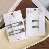 MUJU D269 Lot de 2 pinces à cheveux en métal argenté 5,8 cm, motifs géométriques cœur et étoile, personnalisables avec logo, prêtes à l'emploi en carton avec code-barres, faible MOQ