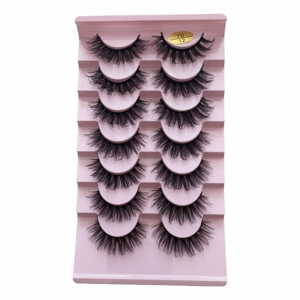 Cils en D Curl, épais et pointus, faux cils effet œil de chat, bande complète, lot de 7 paires, style poupée anime, aspect naturel - Product Image 4