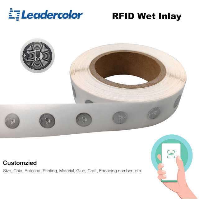 Custom Programmable NFC Chip Tag 13.56MHz Waterproof Paper Roll Sticker Wet Inlay for Asset Management