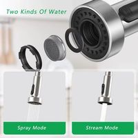 Robinet de cuisine en acier inoxydable SUS304, double levier, douchette extractible, finition brossée, montage sur plan, eau chaude et froide